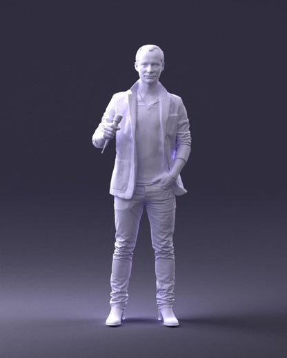 Male Singer With Microphone Figure