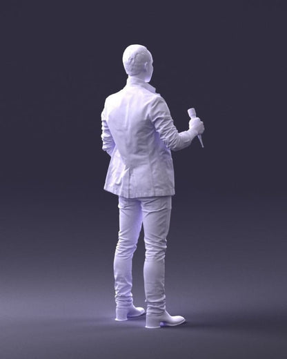 Male Singer With Microphone Figure