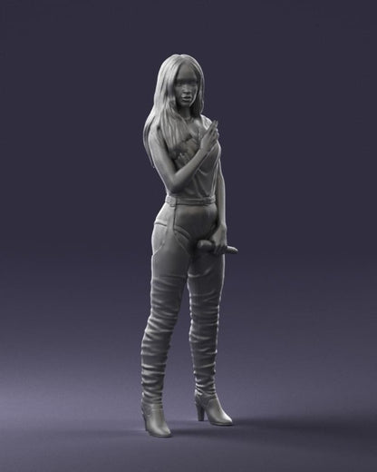Female Latin Singer With Microphone Figure