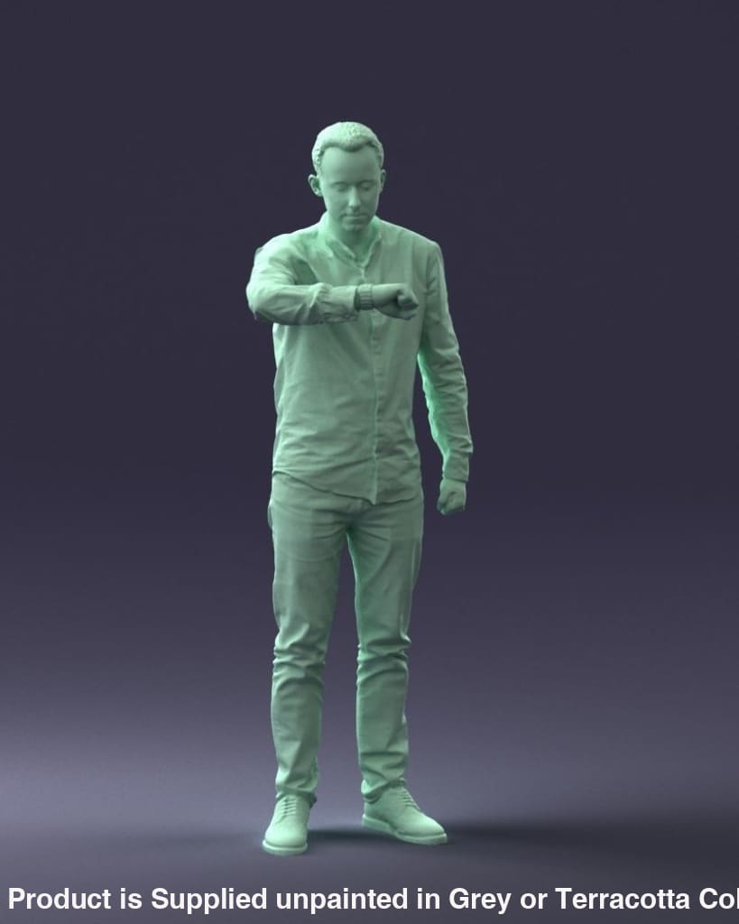 Male Checking Time On Watch Figure