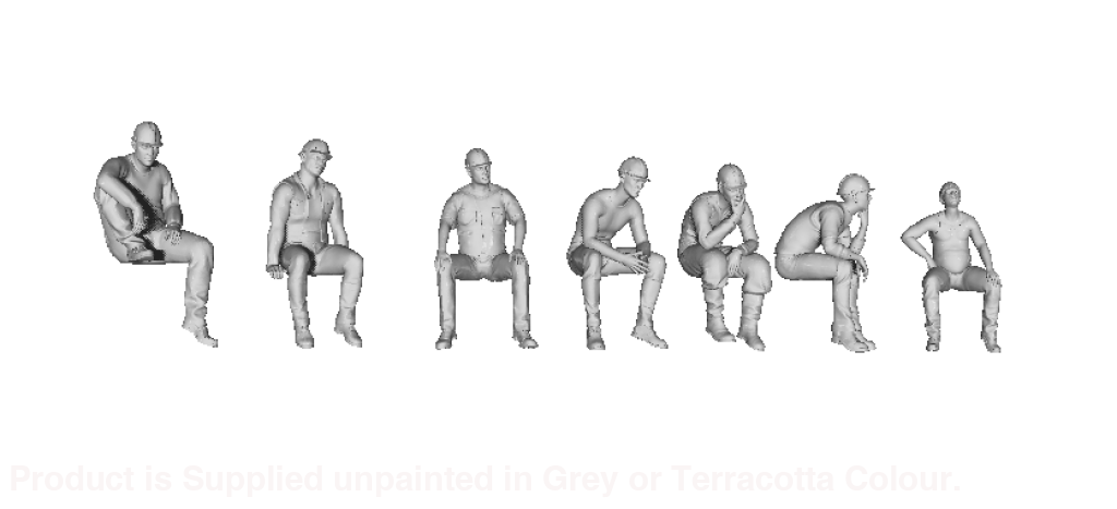 Mm1035 Sitting Builders/Lineside Workers Set Of 7 Figure