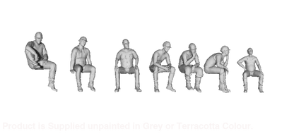 Mm1035 Sitting Builders/Lineside Workers Set Of 7 Figure