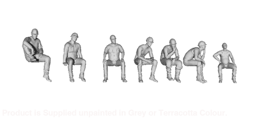 Mm1035 Sitting Builders/Lineside Workers Set Of 7 Figure