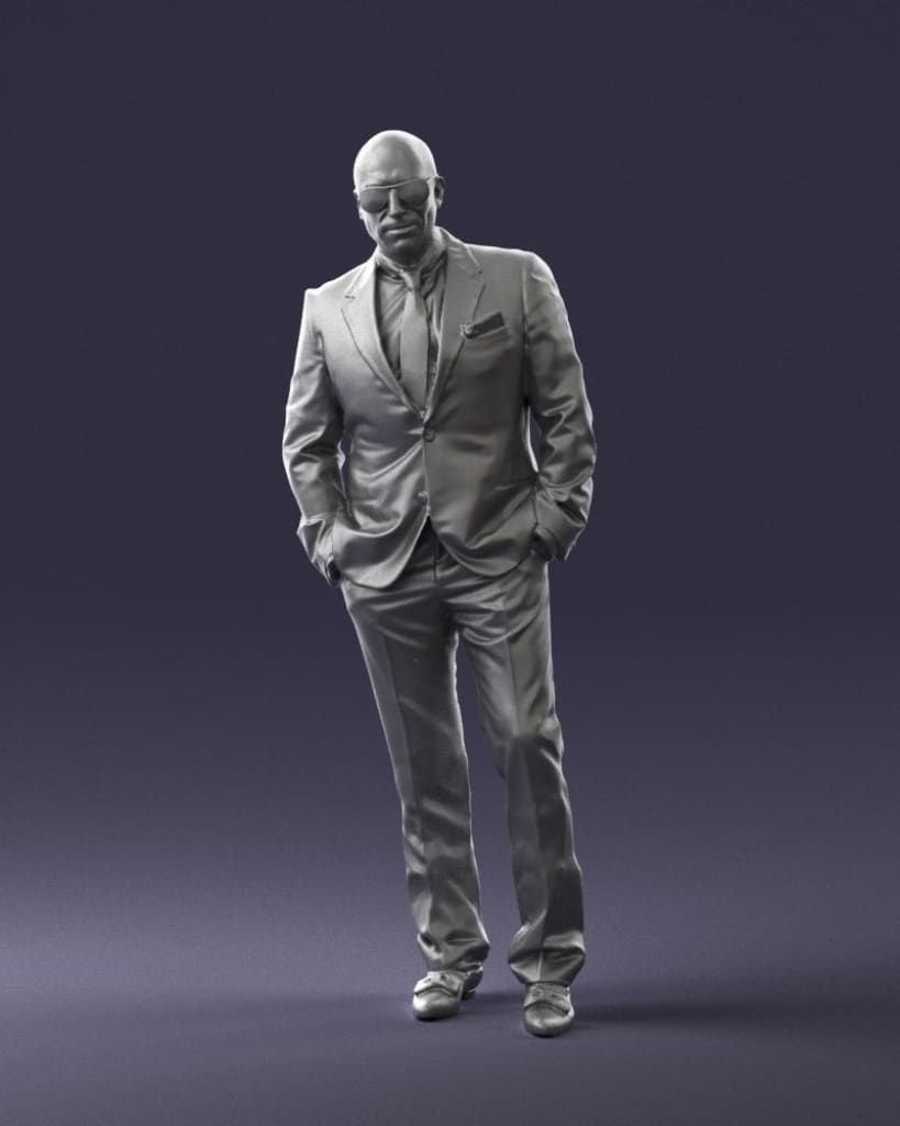 Bald Well Built Male In Suite Figure