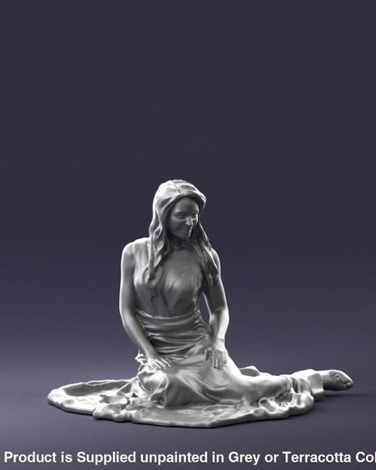 Young Girl In Long Dress Sitting On Floor Figure