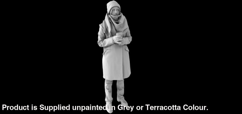 MM1093 Female in winter coat and coffee Figure