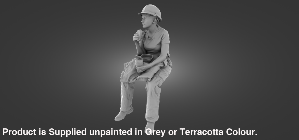 MM1094 Female builder sitting eating Figure