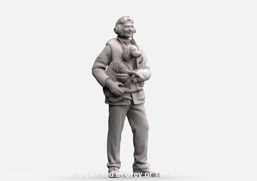 MM1154 WW2 RAF Pilot Holding Dog Figure