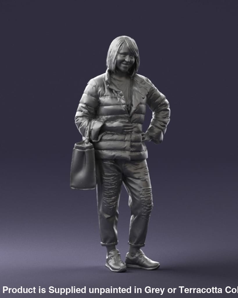 Female Shopper With Bag Gossiping Figure