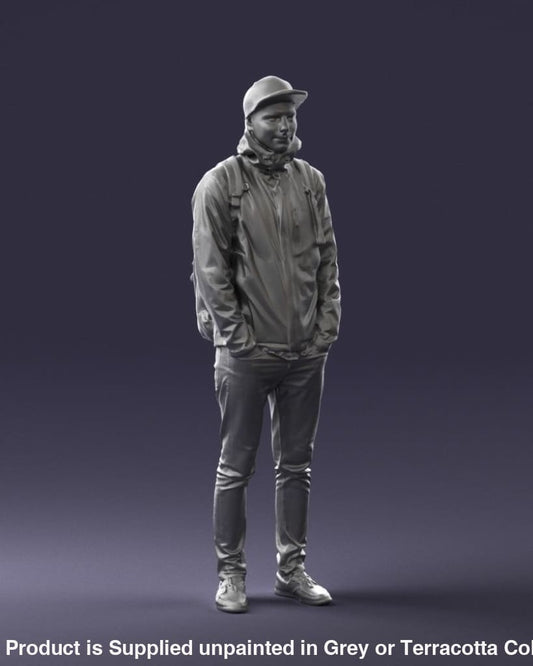 Young Male In Sports Wear And Rucksack Figure