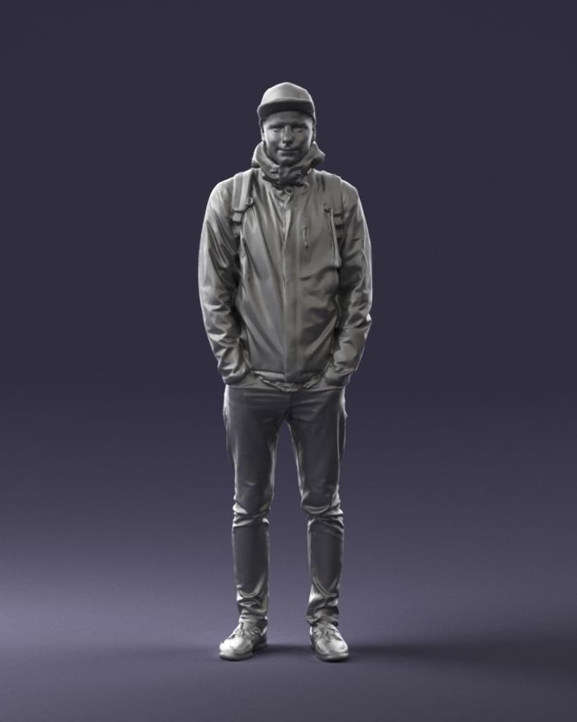 Young Male In Sports Wear And Rucksack Figure