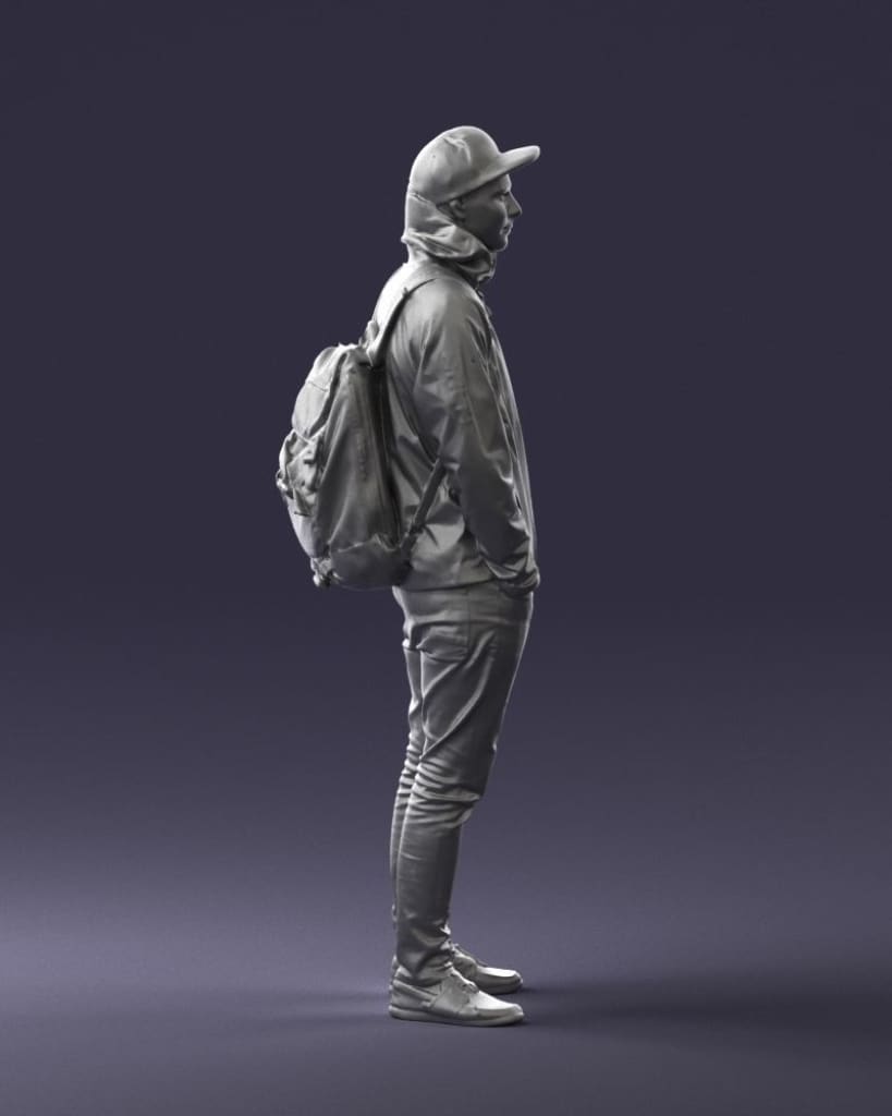 Young Male In Sports Wear And Rucksack Figure