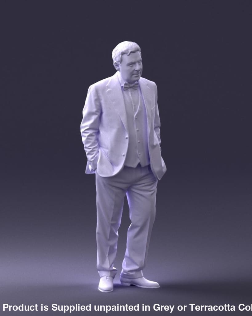 Older Male In Suit And Bow Tie Figure