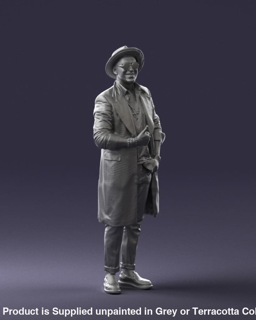 Stylish Male In Hat And Coat Figure