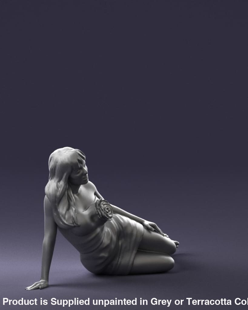 Young Girl Sitting On Floor In Short Dress Figure