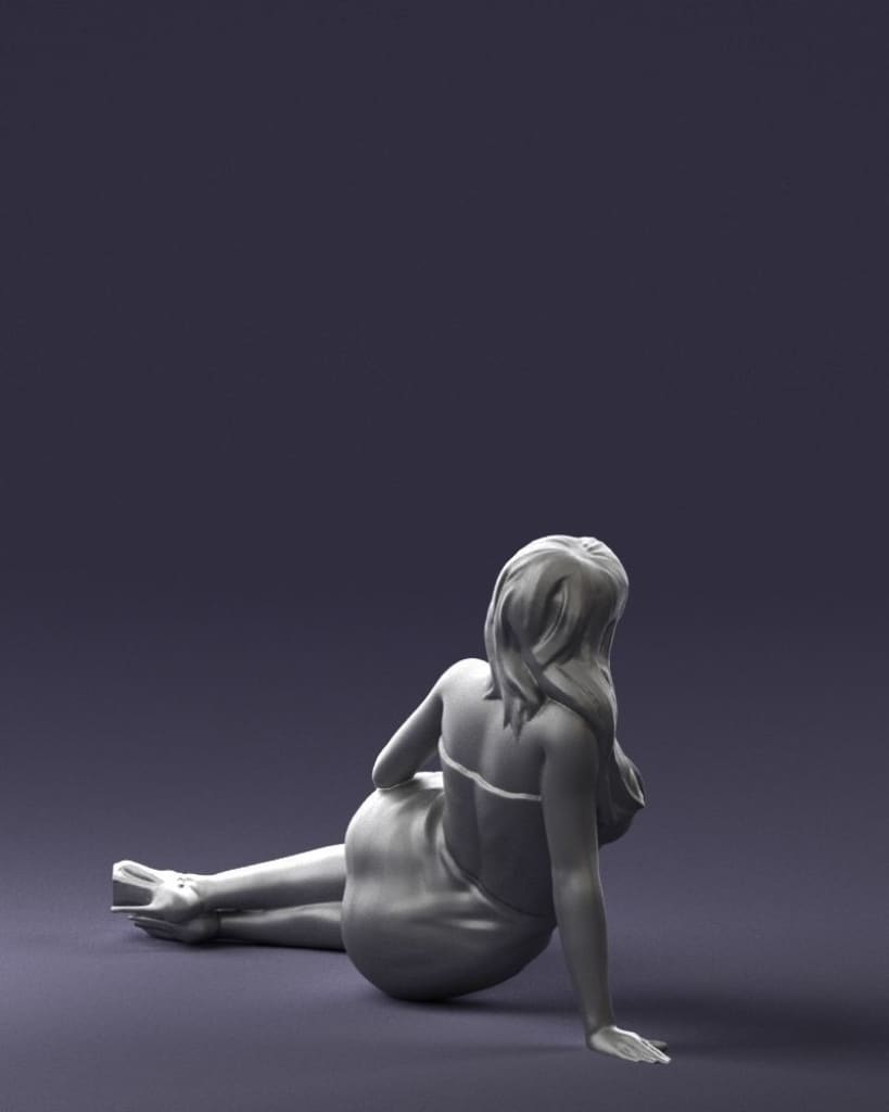 Young Girl Sitting On Floor In Short Dress Figure