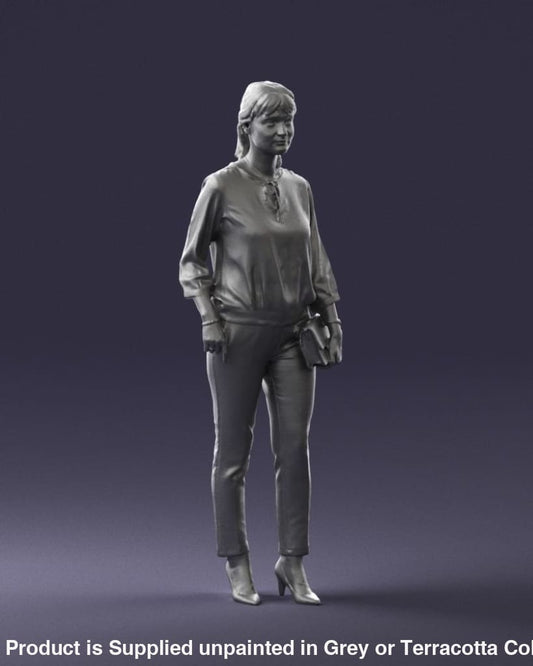 Girl Walking Smart Clothes And Handbag Figure