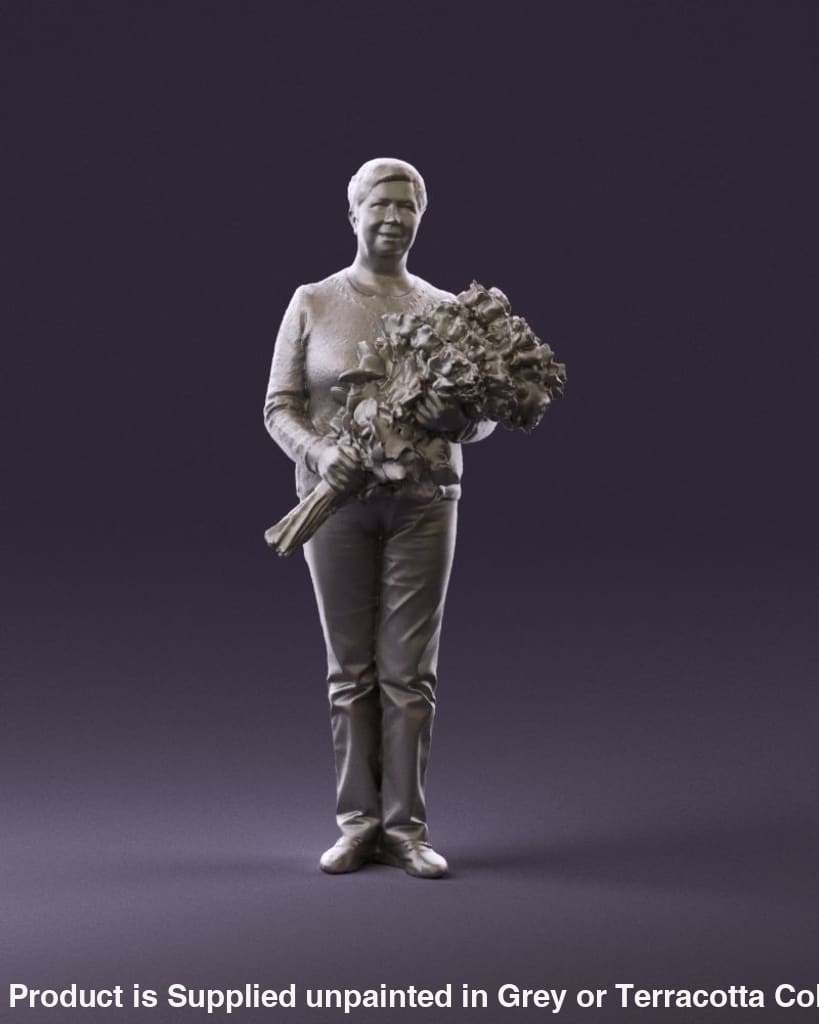 Grandma Holding A Bouquet Of Flowers Figure