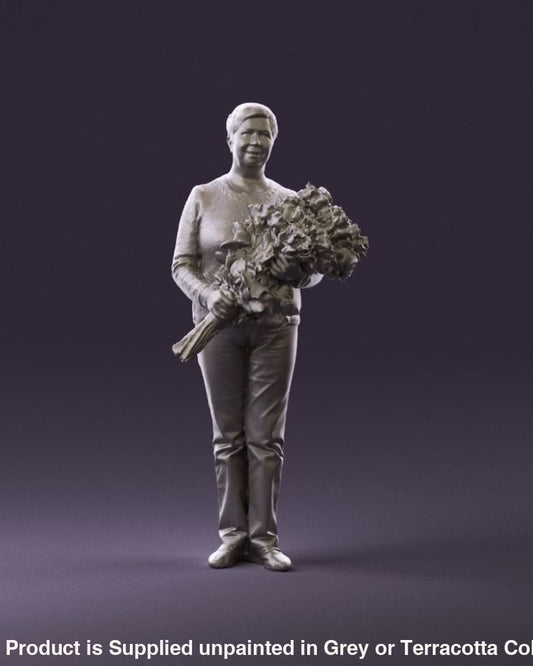 Grandma Holding A Bouquet Of Flowers Figure