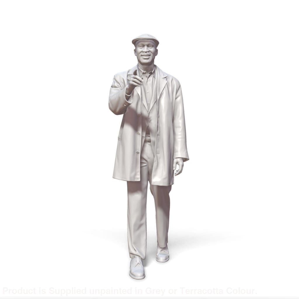Walking Male In Coat Pointing Wearing Flat Cap Figure