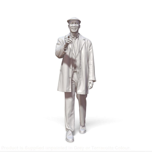 Walking Male In Coat Pointing Wearing Flat Cap Figure