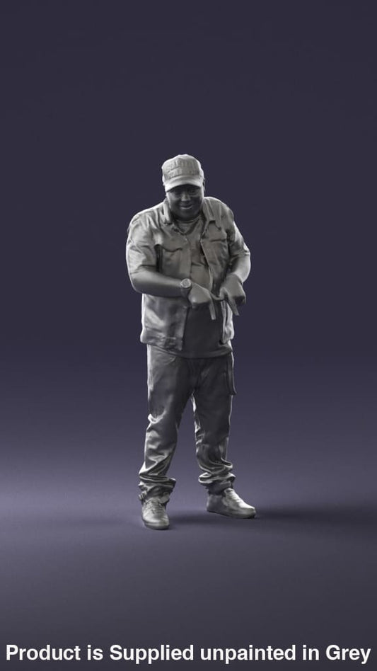 Male In Cap Fingers Pointing Down Figure