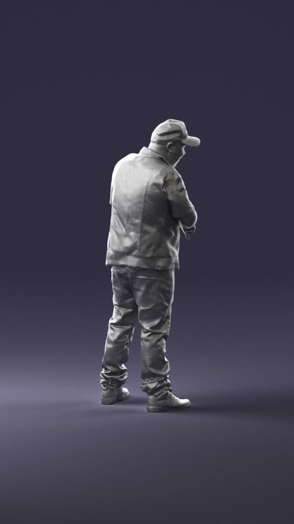 Male In Cap Fingers Pointing Down Figure