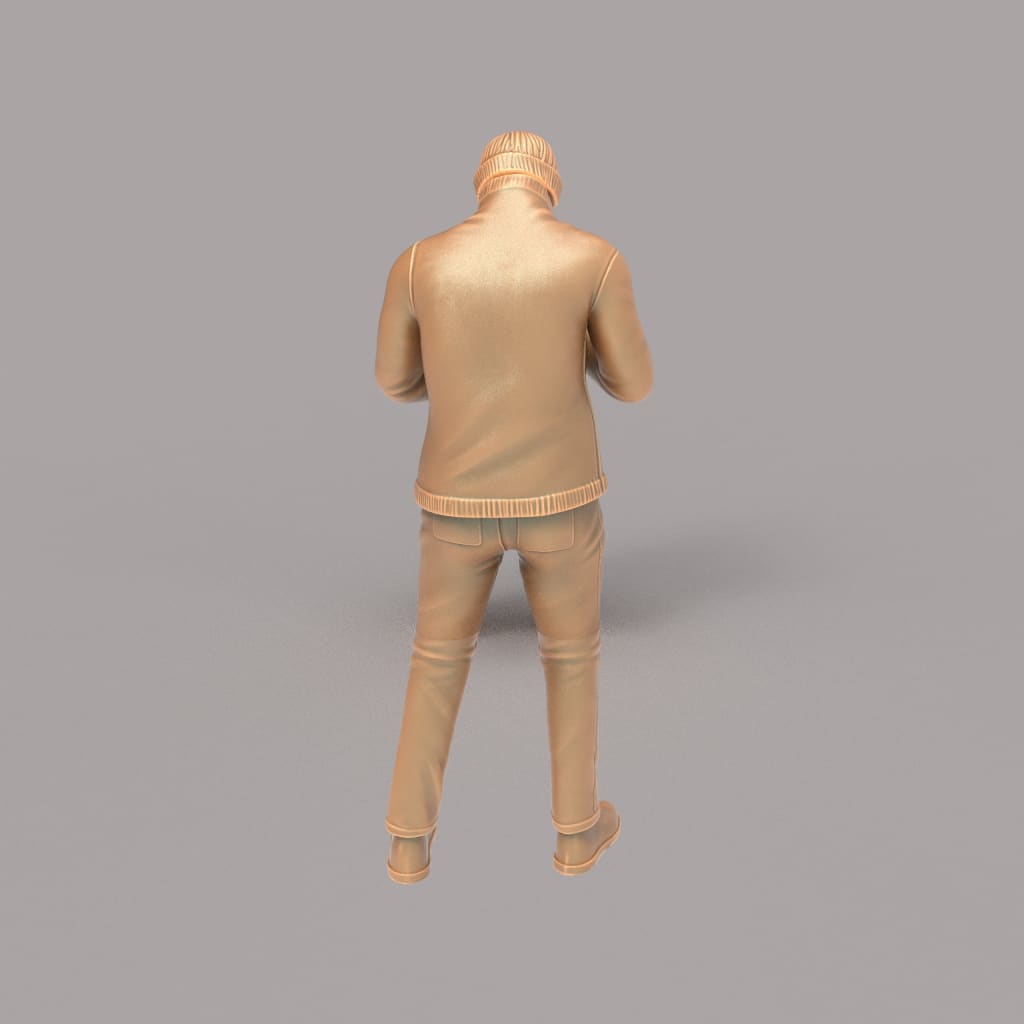 MM158 Male in Beanie Cap Checking Camera Figure