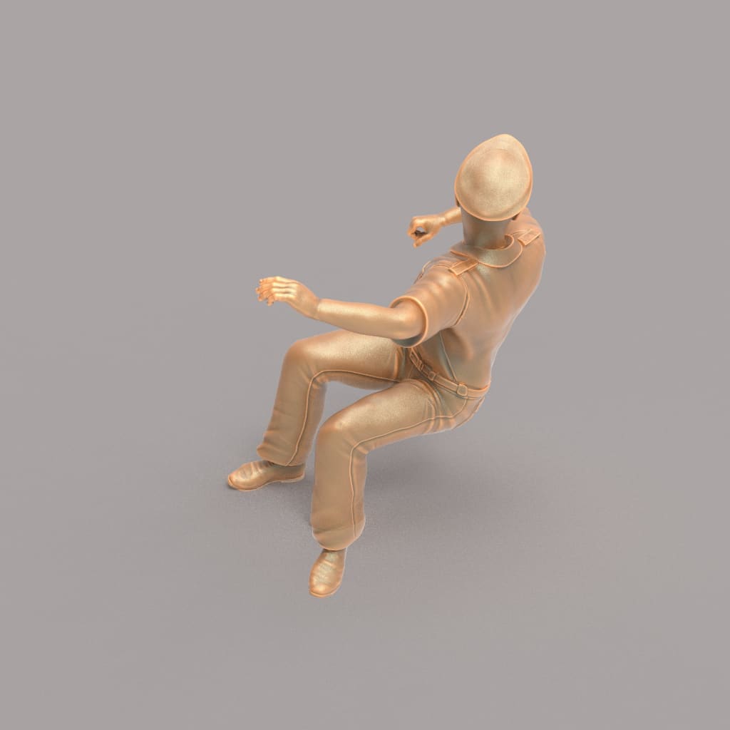 MM160C Male Bus/Train Driver Looking Back with Hat Figure