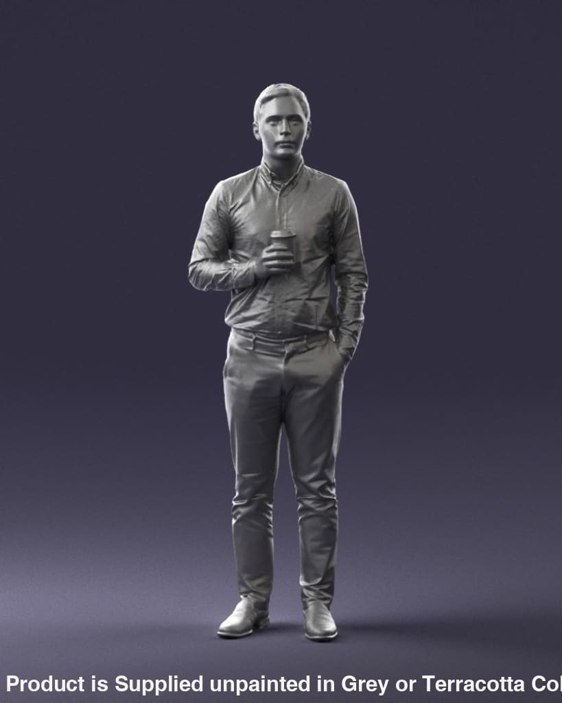 Male With Coffee Cup In Hand Figure