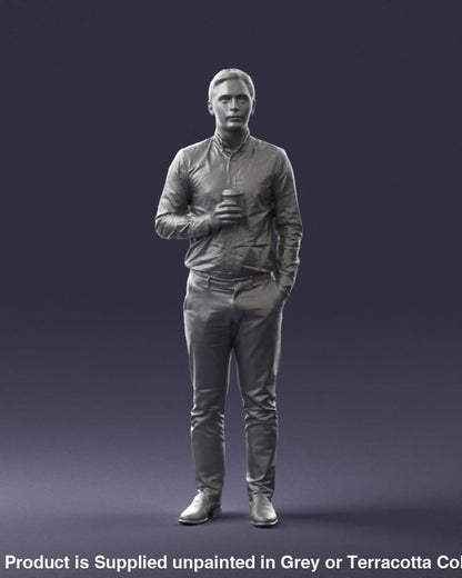 Male With Coffee Cup In Hand Figure