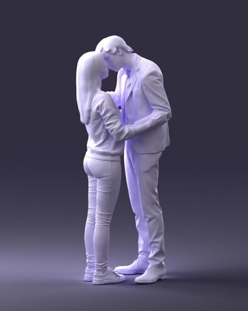 Young Teenagers Kissing Figure