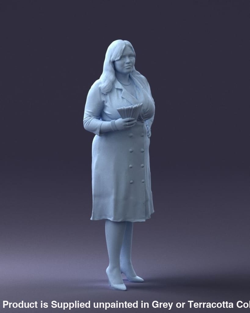 Large Female With Tickets/paperwork In Her Hand Figure