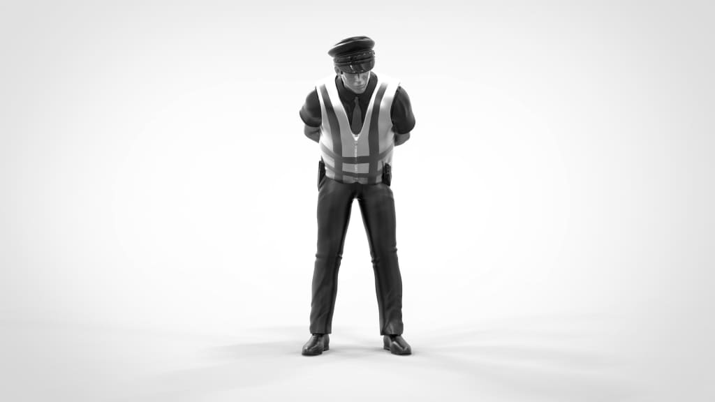 Male Traffic Policeman Armed/unarmed Leaning Over Talking B Figure