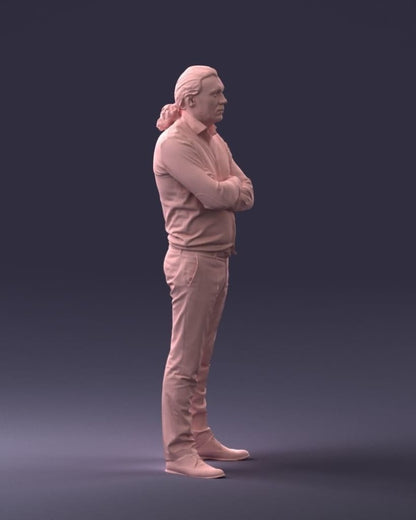 Male In Shirt With Pony Tail Figure