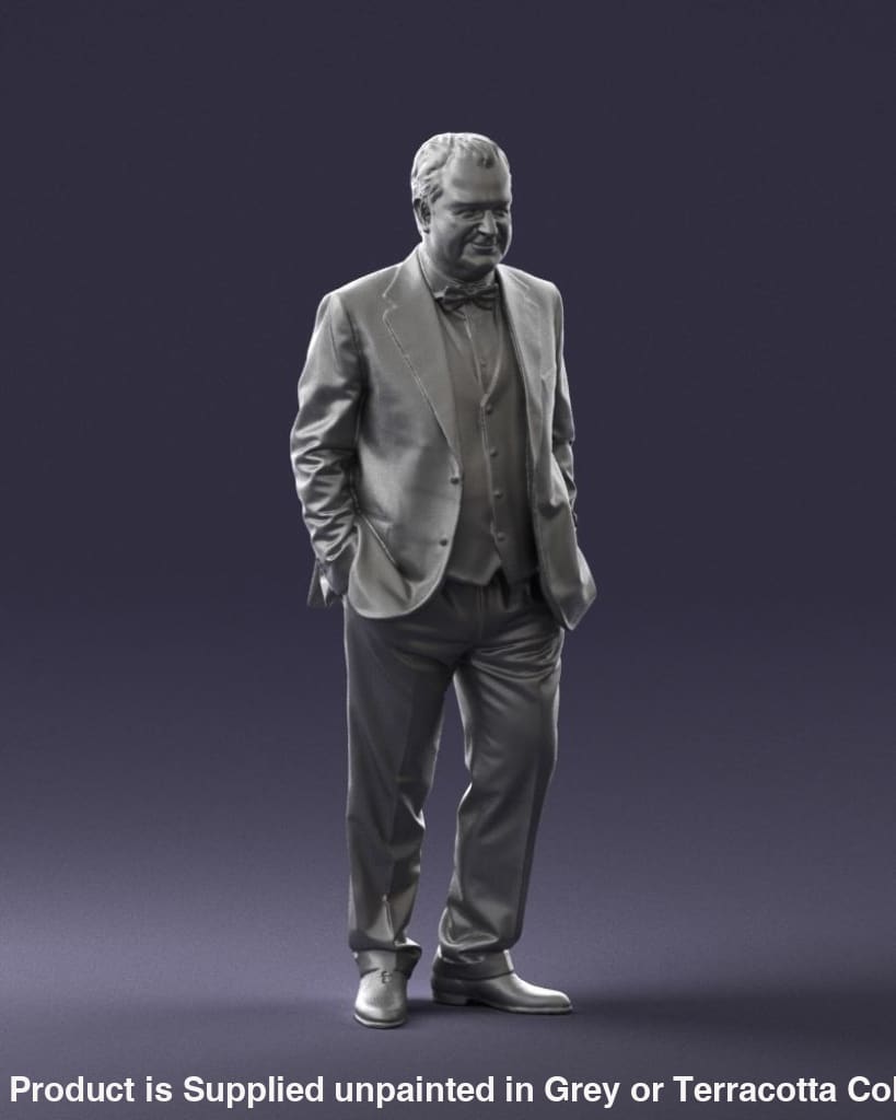 Older Man In Suit And Jacket Walking Figure