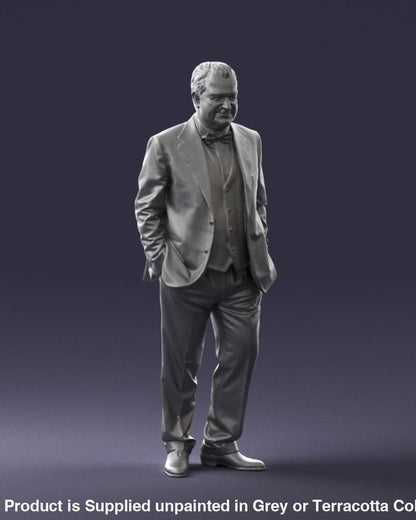 Older Man In Suit And Jacket Walking Figure