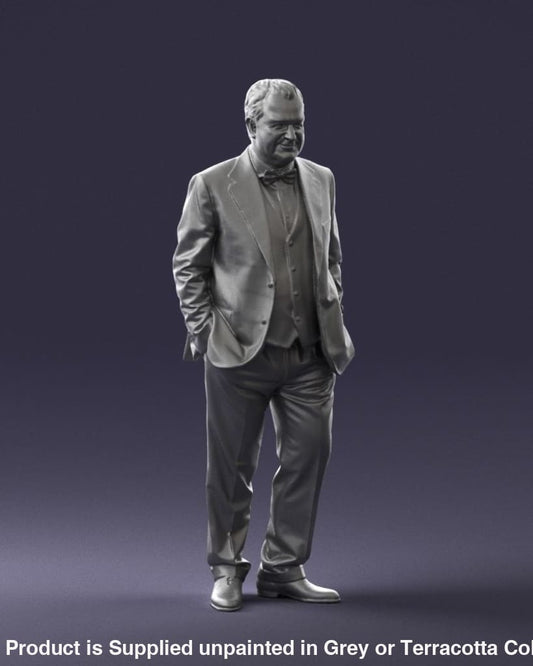 Older Man In Suit And Jacket Walking Figure