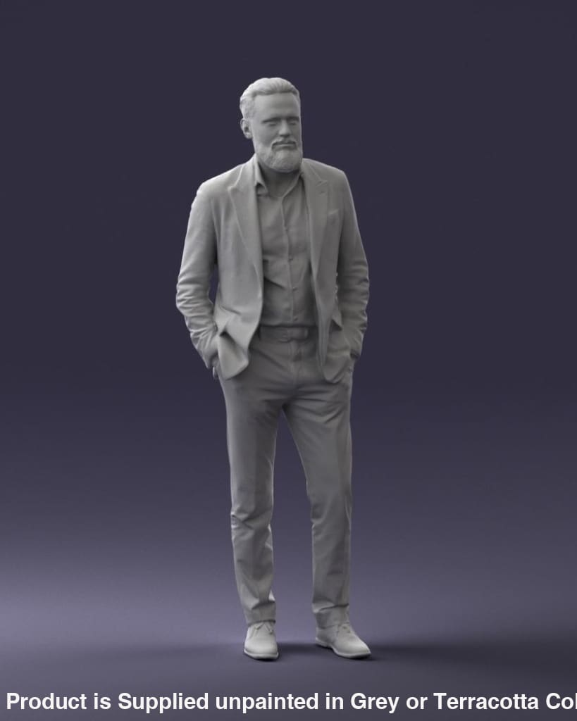 Older Bearded Male In Shirt And Jacket Figure