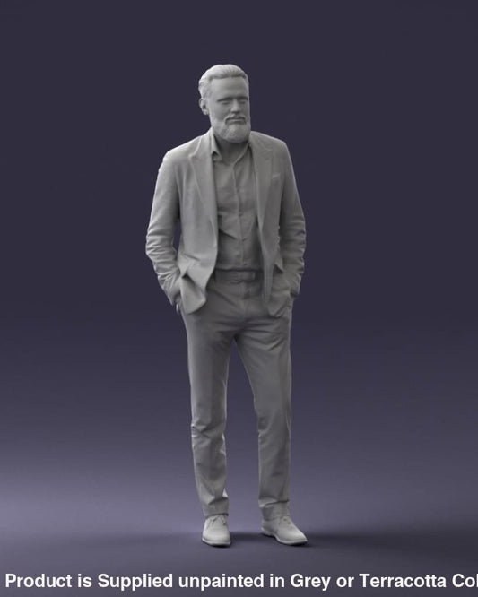 Older Bearded Male In Shirt And Jacket Figure