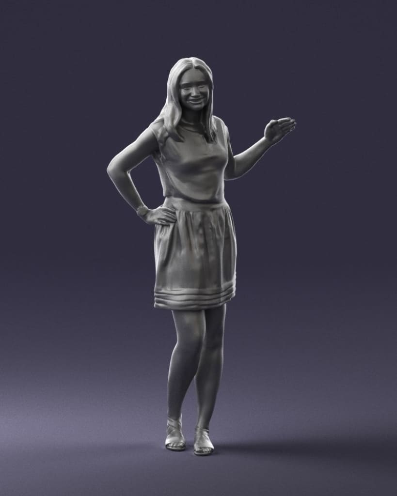 Smart Female In Dress Arm Up Figure