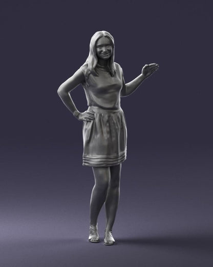 Smart Female In Dress Arm Up Figure