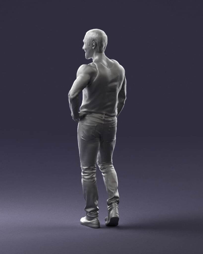 Body Builder In T-Shirt Posing Figure