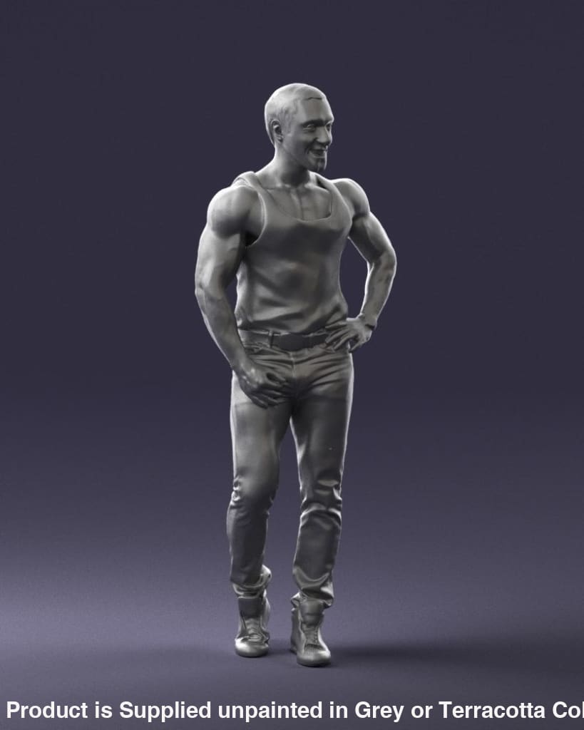 Body Builder In T-Shirt Posing Figure