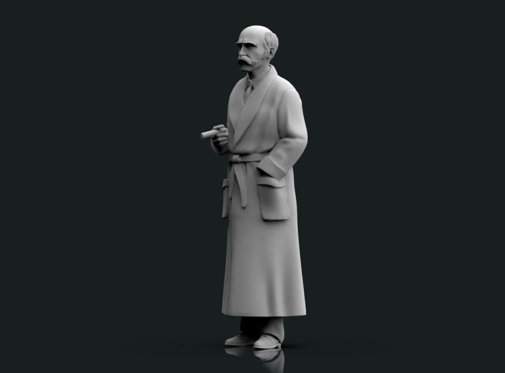 MM2037 Man in dressing gown smoking Figure