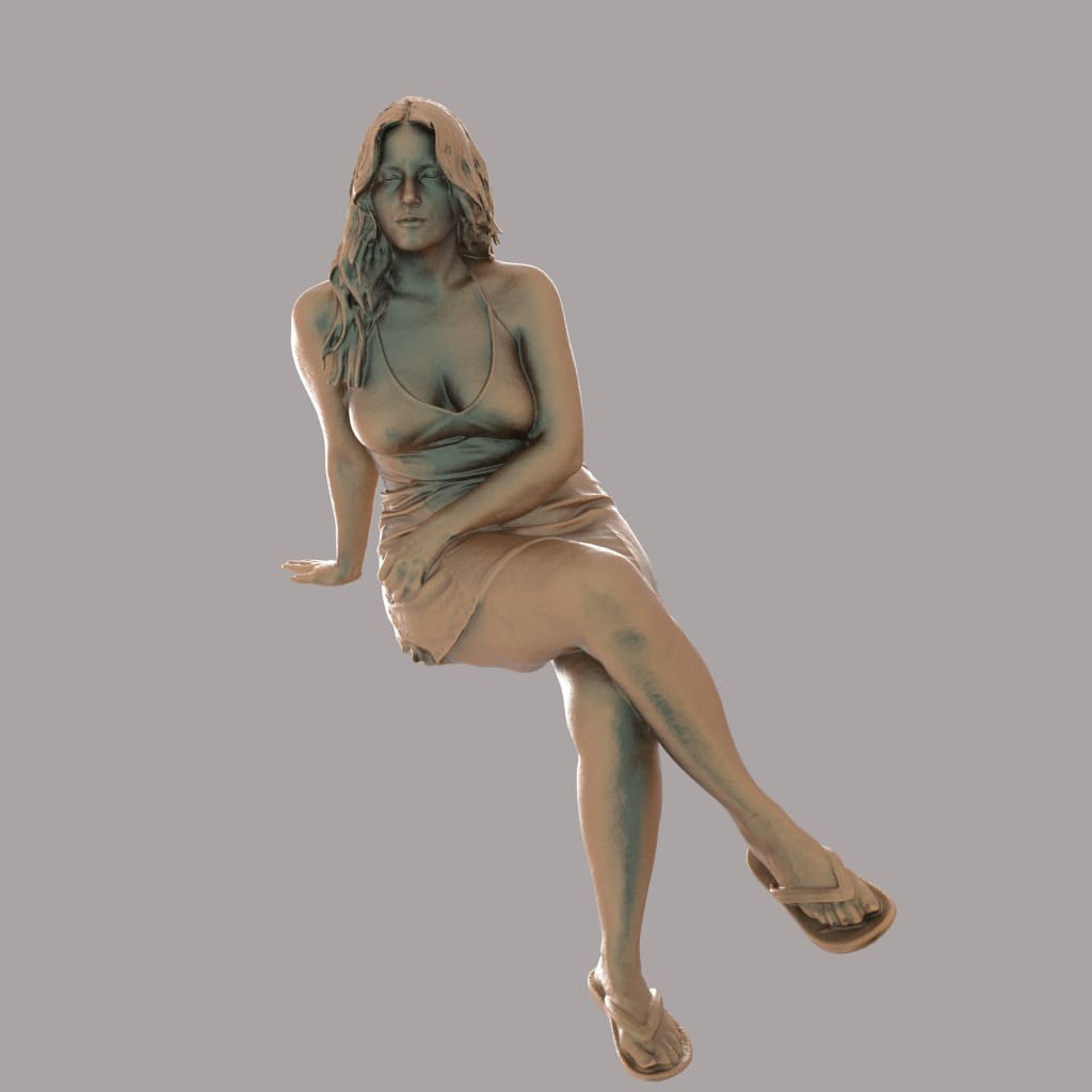 MM2062 Girl in summer dress sitting Figure