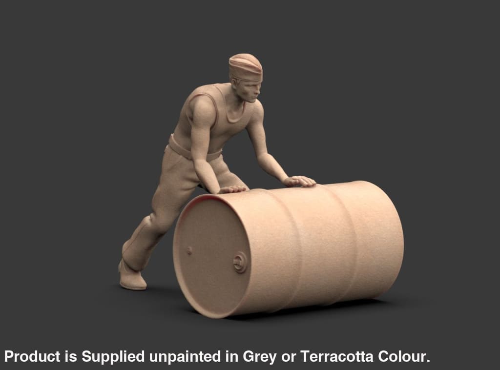 MM2077 Luftwaffe Ground crew pushing barrel Figure