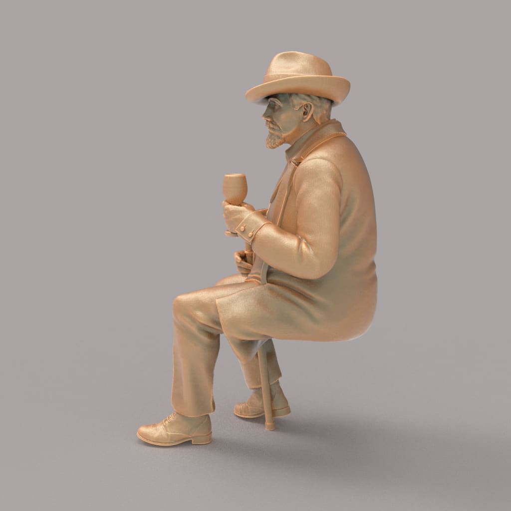 MM2080 Male sitting with wine glass Figure