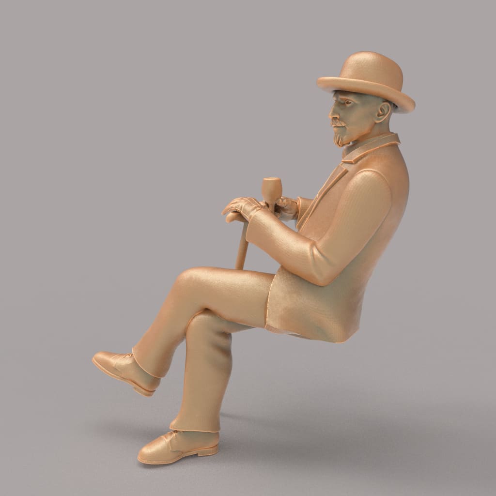 MM2082 Man with wine glass sitting Figure