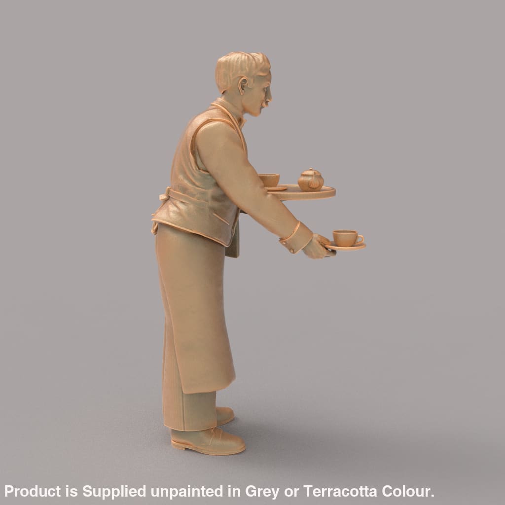 MM2084 Waiter with tray and tea cup Figure